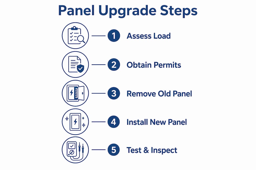 Infographic illustrating steps to upgrade electrical panel