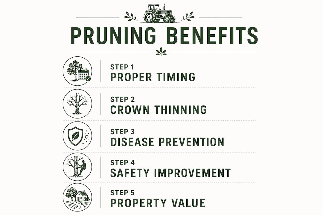 Infographic illustrating benefits of professional oak pruning