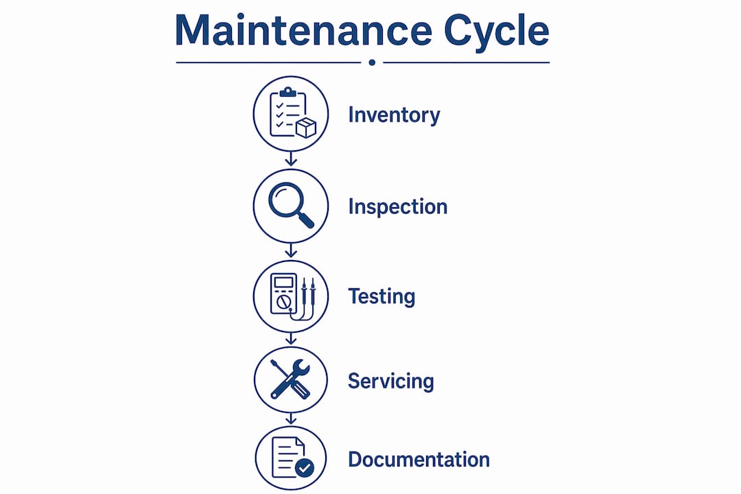 Infographic showing preventive electrical maintenance steps