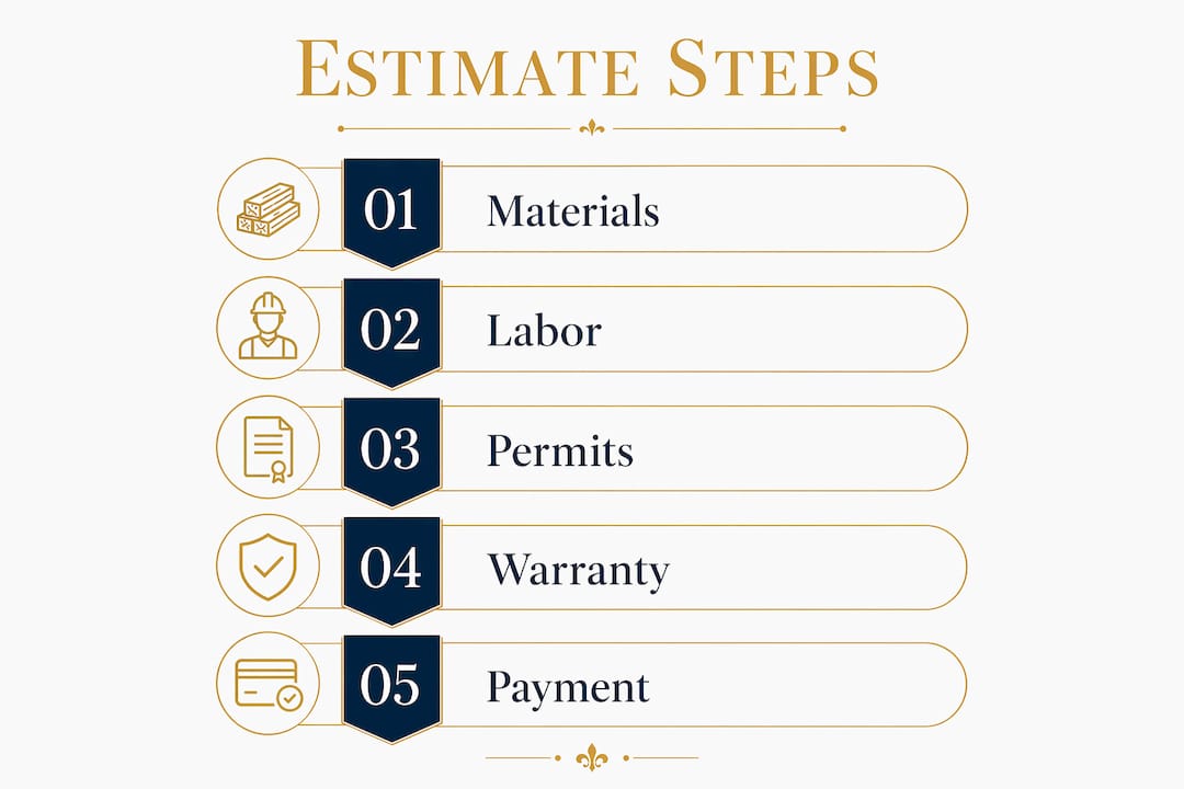 Infographic showing steps in fence installation estimate