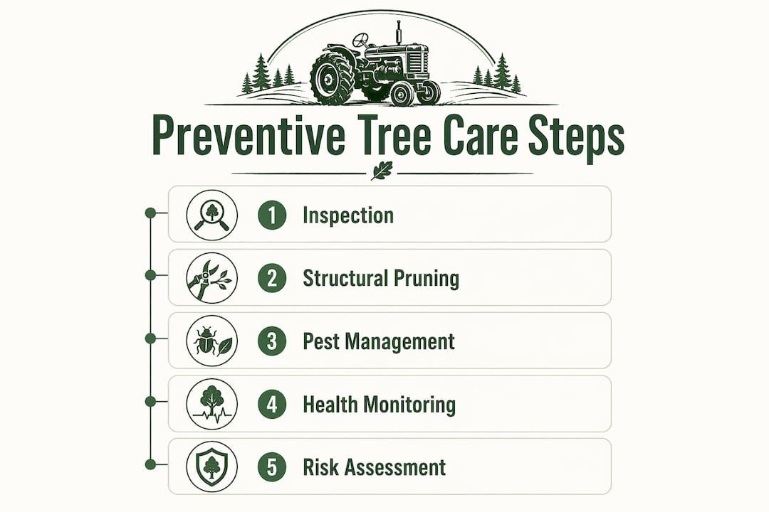 Infographic outlining preventive tree care steps