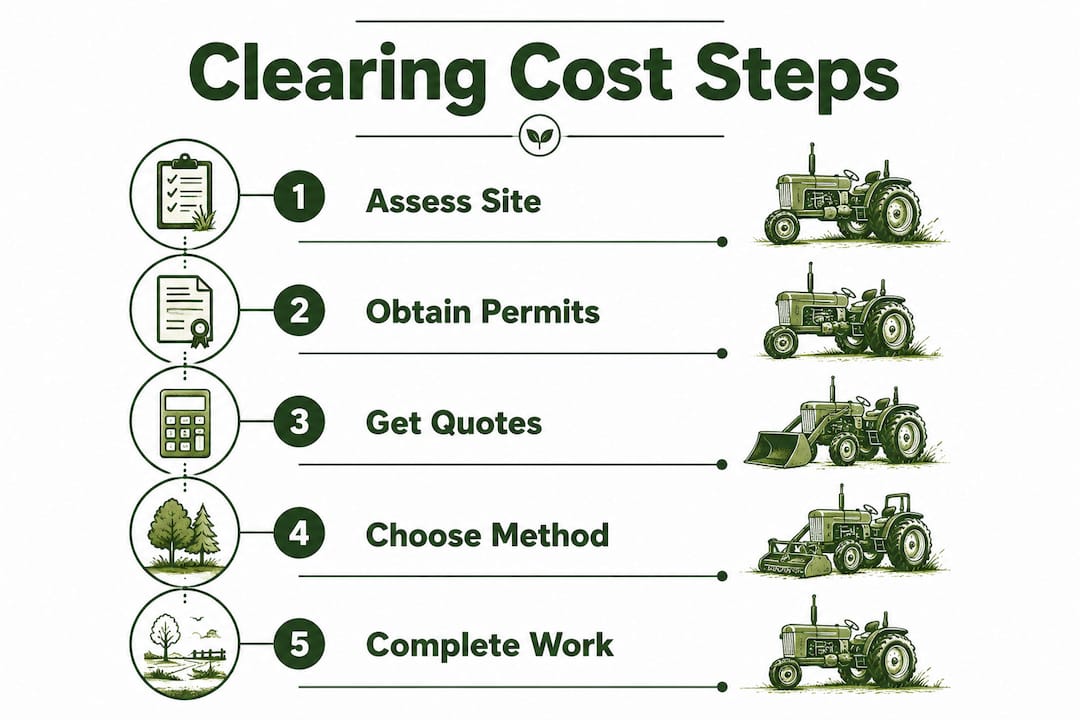 Infographic showing steps affecting land clearing cost
