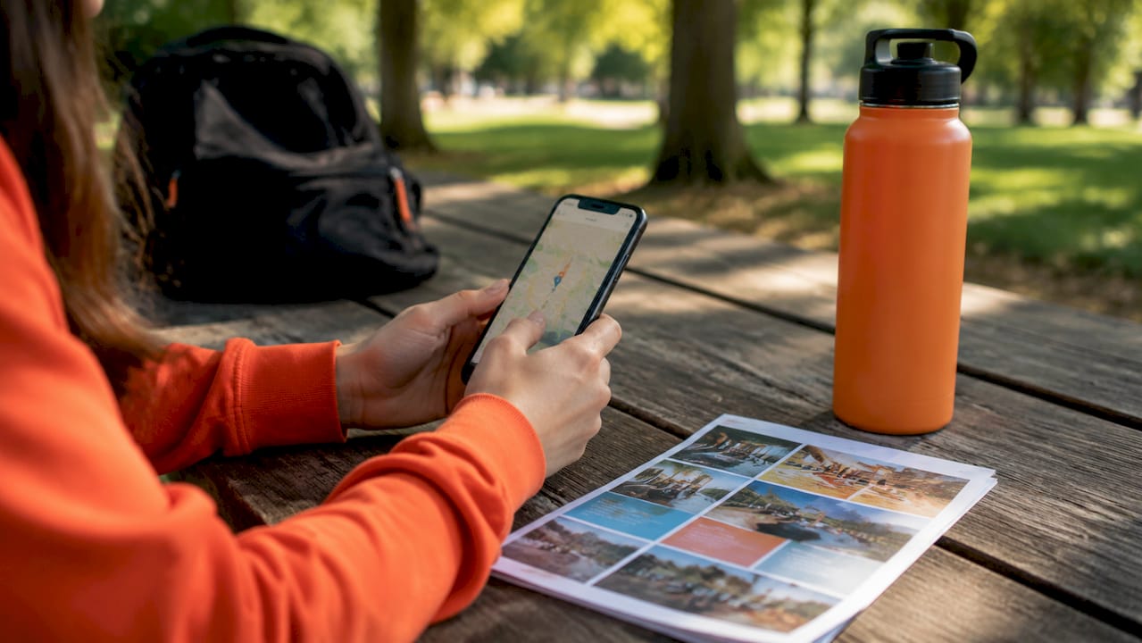Hands holding smartphone checking local SEO content