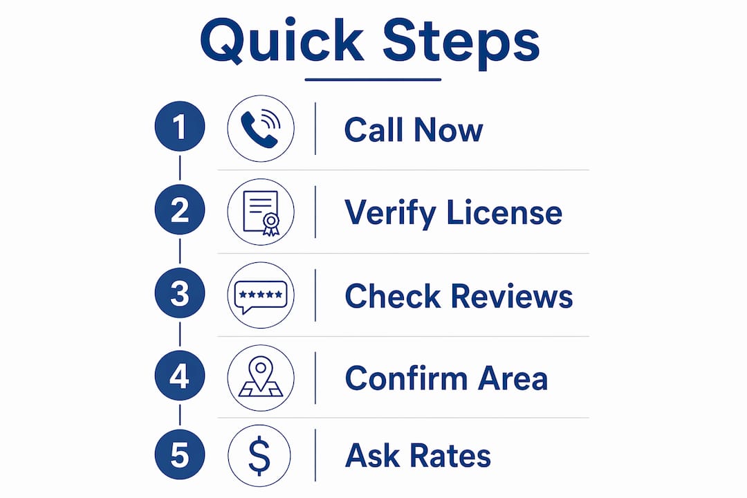 Infographic showing quick steps to find emergency electrician