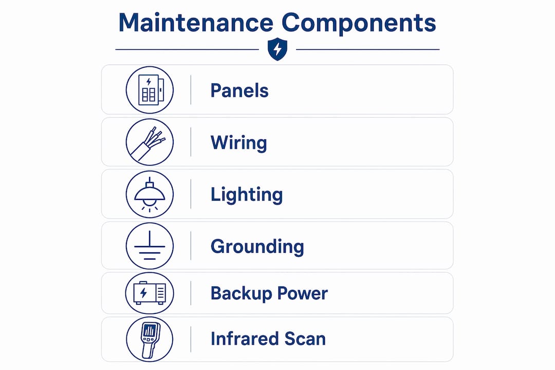 Infographic of commercial electrical maintenance components