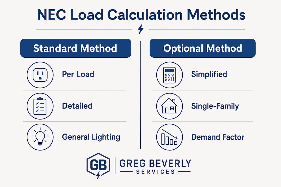Infographic comparing NEC Standard and Optional methods