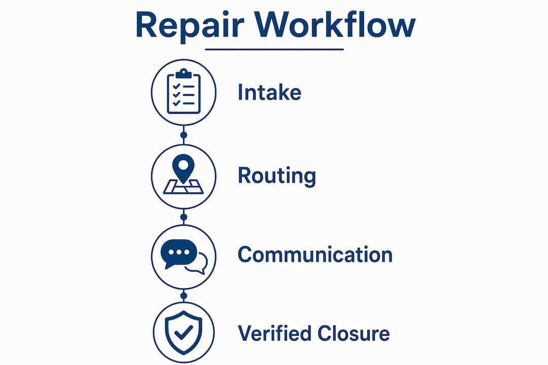 Infographic illustrating electrical repair workflow steps