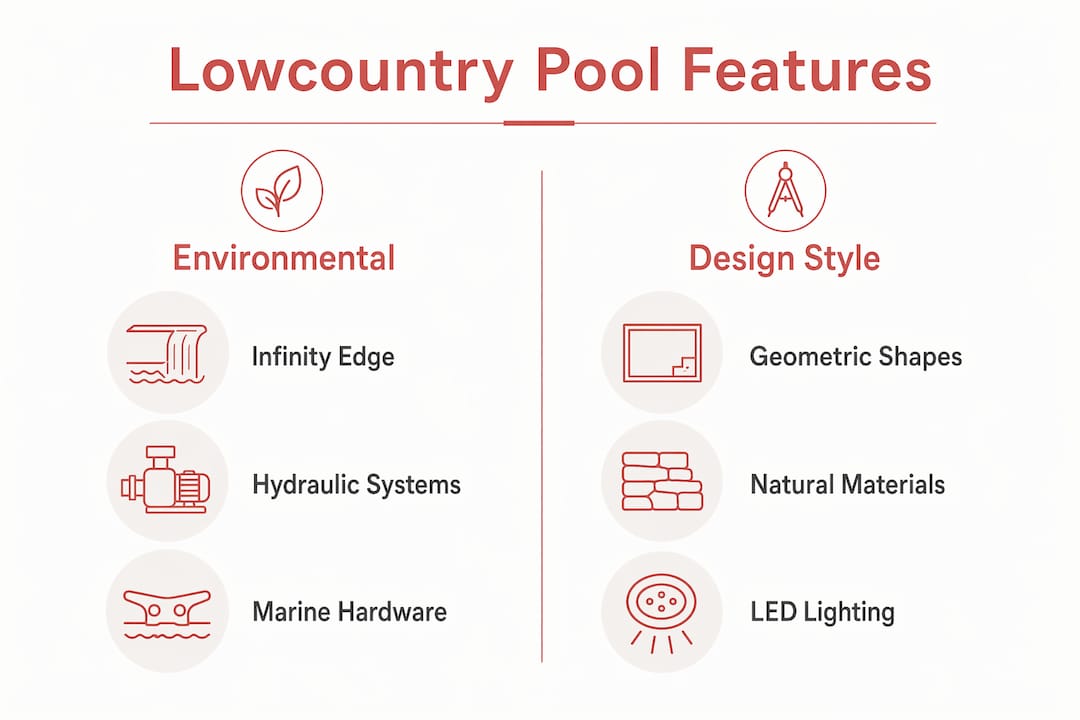 Infographic showing key features of Lowcountry pools