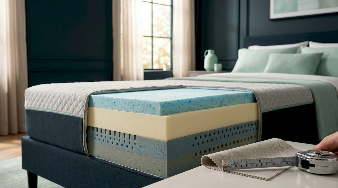 Cross-section of mattress pressure relief foam layers