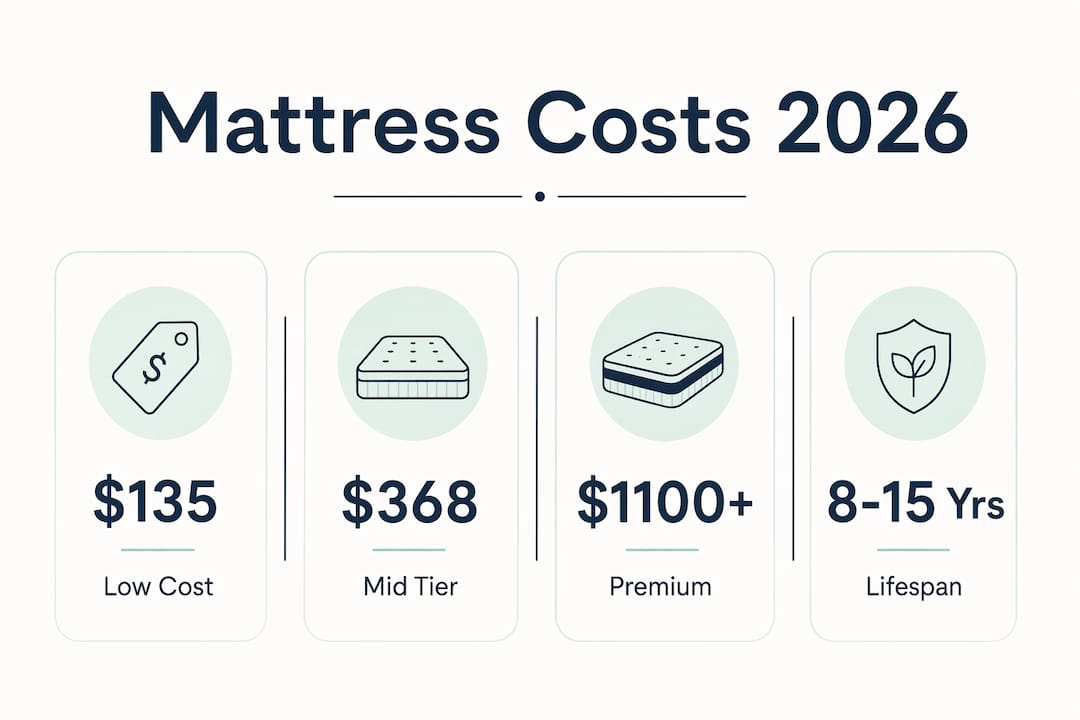 Infographic showing mattress cost per year statistics