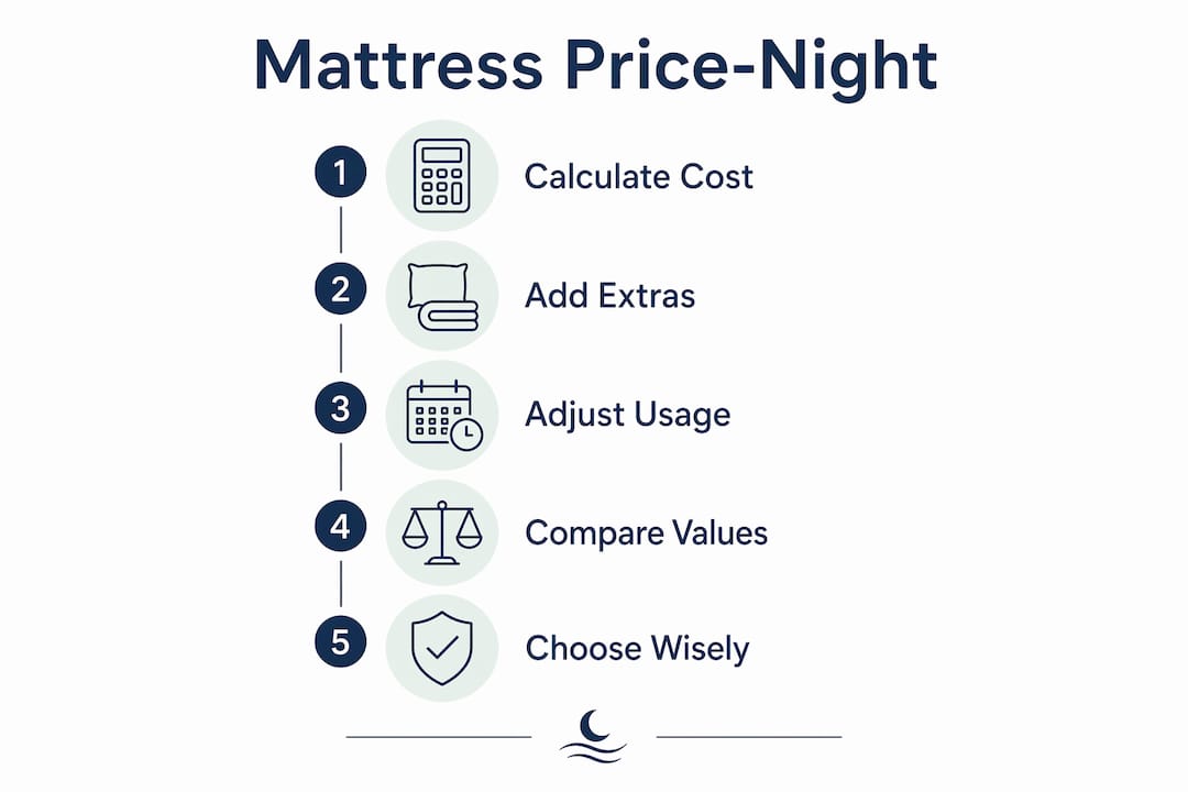 Infographic illustrating mattress price-per-night calculation steps