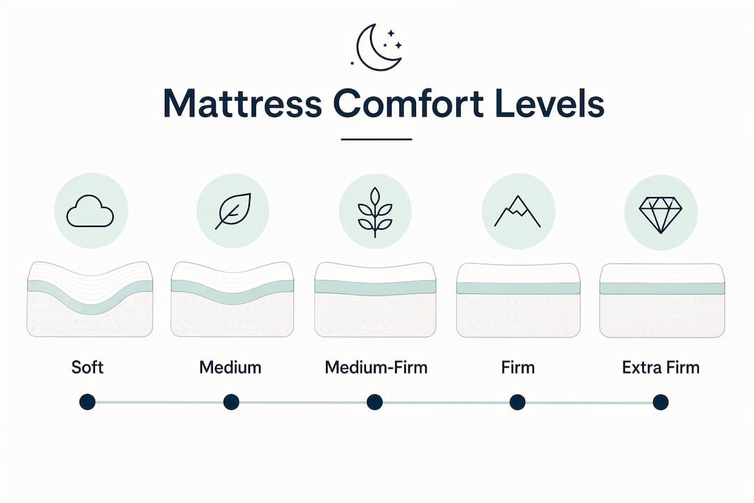 Infographic showing mattress firmness levels hierarchy