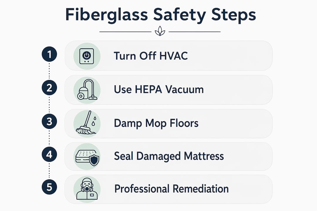 Infographic with steps to prevent fiberglass contamination