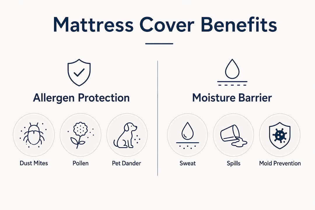 Infographic comparing allergen protection and moisture barriers