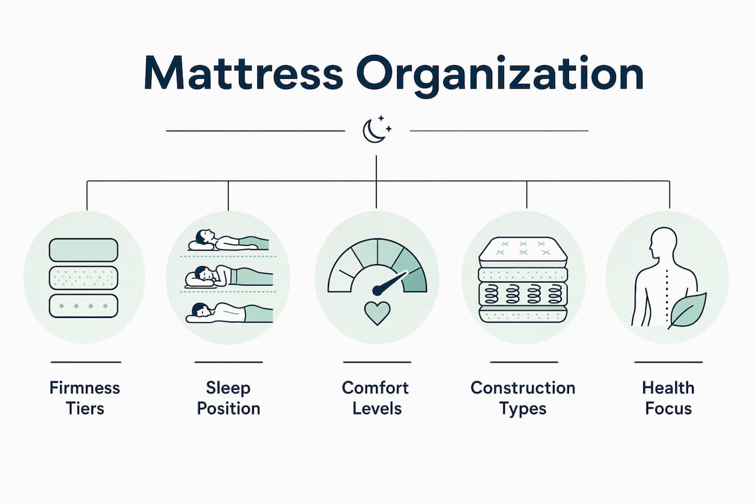 Infographic showing mattress organization hierarchy
