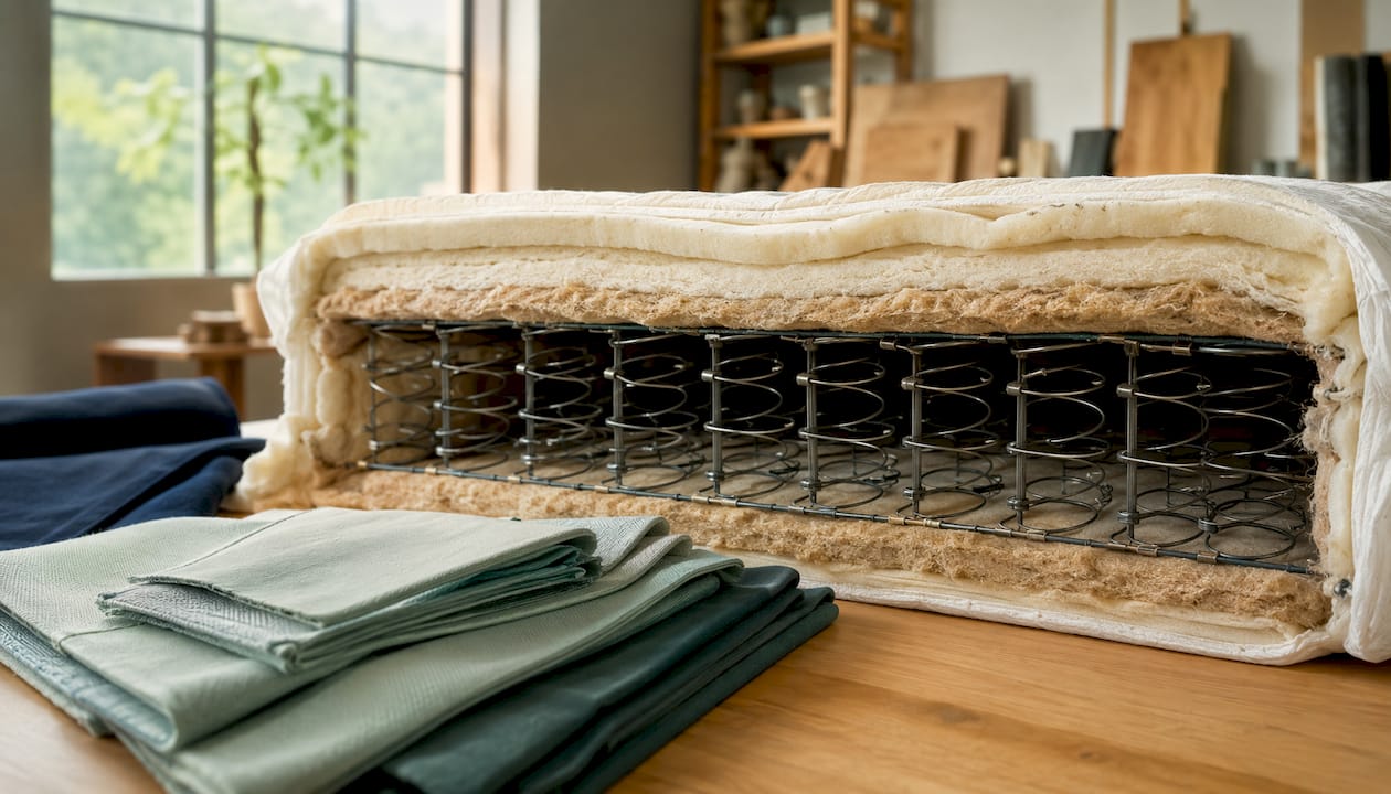 Cutaway of innerspring mattress layers