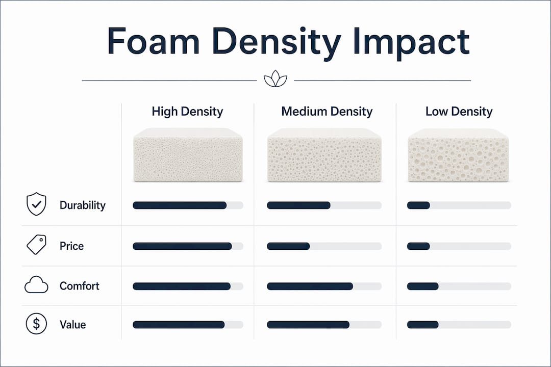 Infographic showing foam density effects on mattress