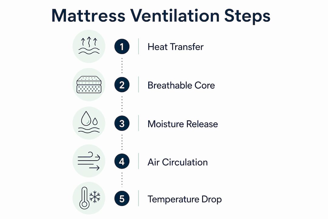 Infographic illustrating key mattress ventilation steps