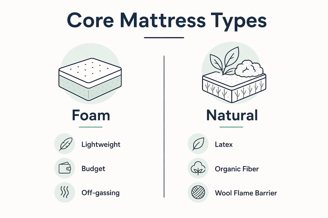 Infographic comparing foam and natural crib mattress core materials