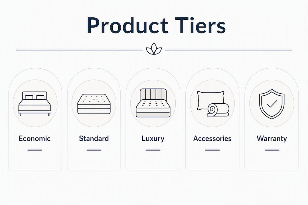 Infographic showing Dream Bedding product tiers