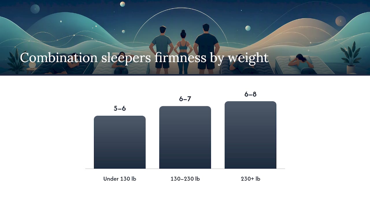 Mattress firmness recommendations by sleep position and weight