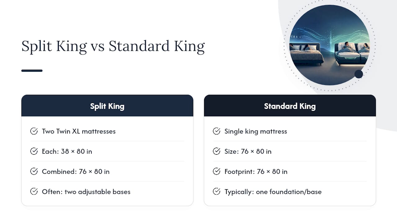 Split king and king dimensions compared