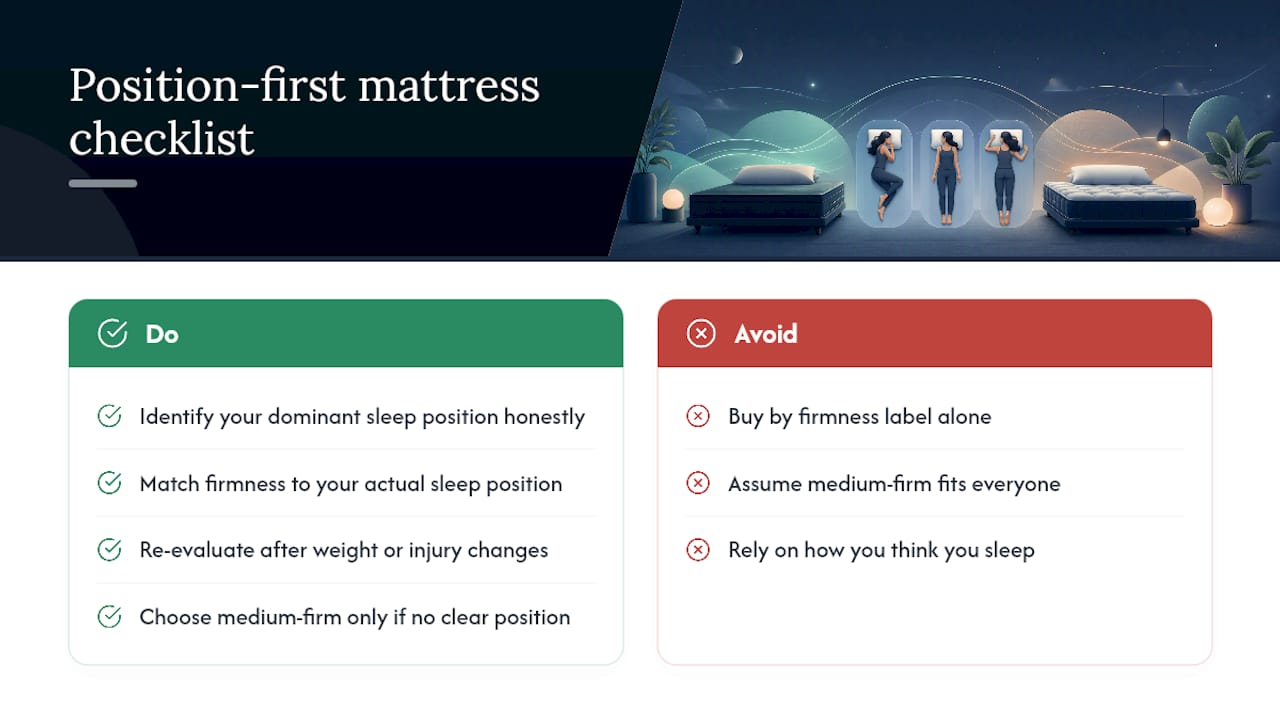 Why Position-First Thinking Beats Firmness Labels — overview diagram