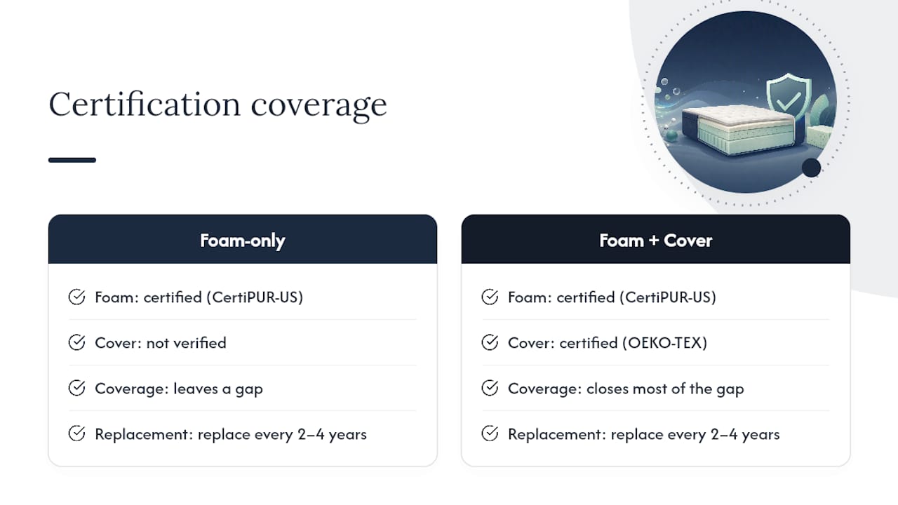 Foam-only versus foam-plus-cover certification