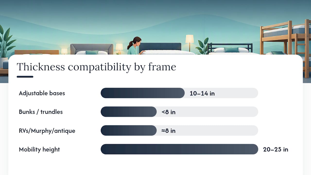 Adjustable Bases, Bunks, RVs, and Mobility: Thickness Compatibility Rules — overview diagram
