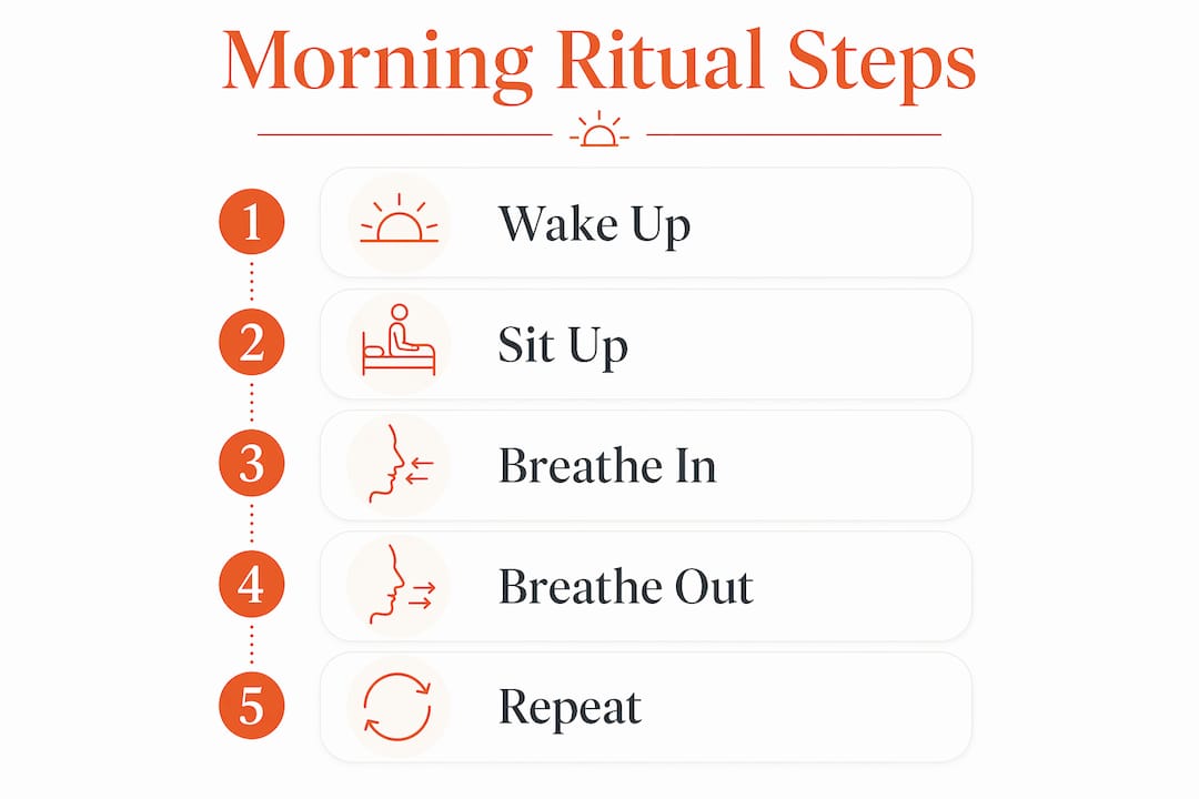 Infographic illustrating morning meditation steps