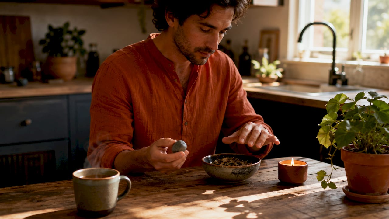 Hands performing grounding, clearing, sealing meditation