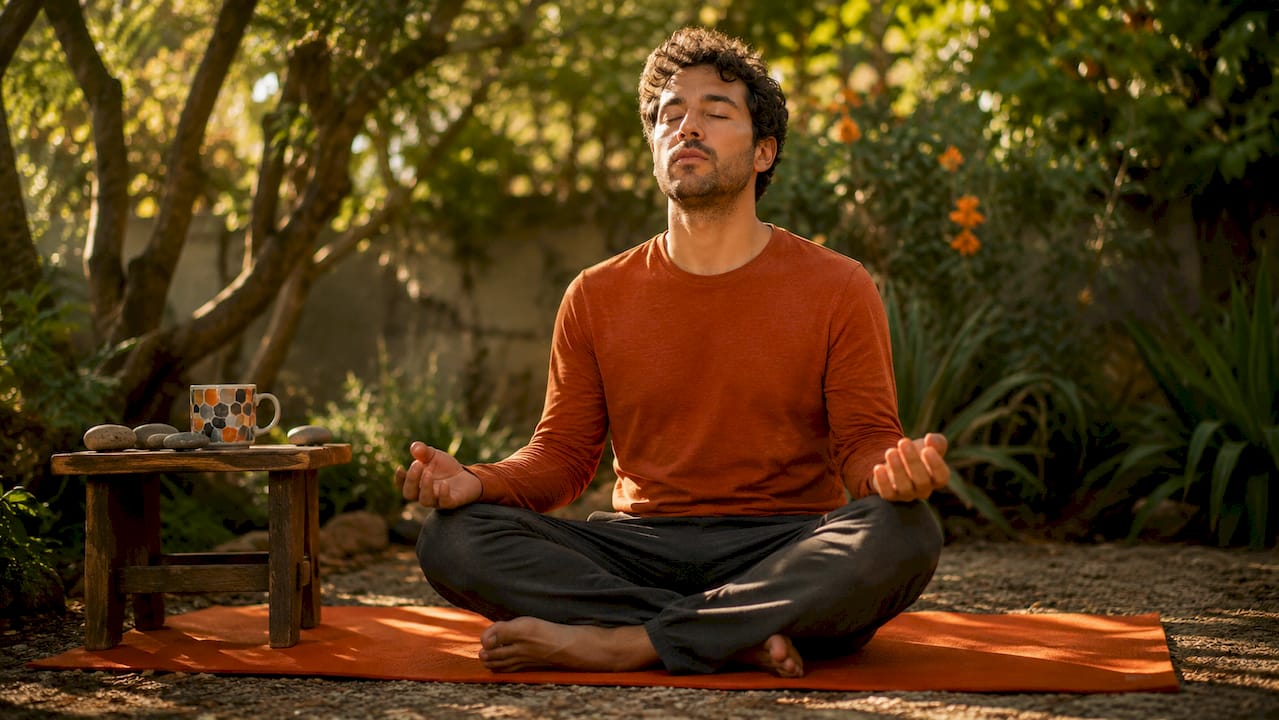 Man meditating to activate vagus nerve breath