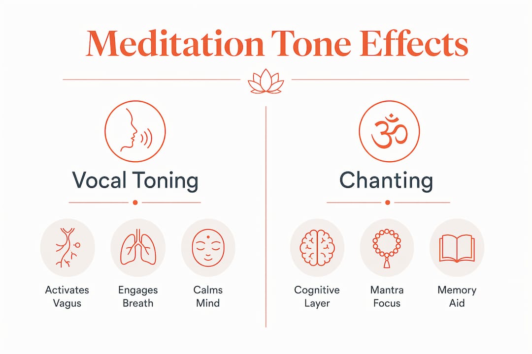 Infographic comparing vocal toning and chanting benefits