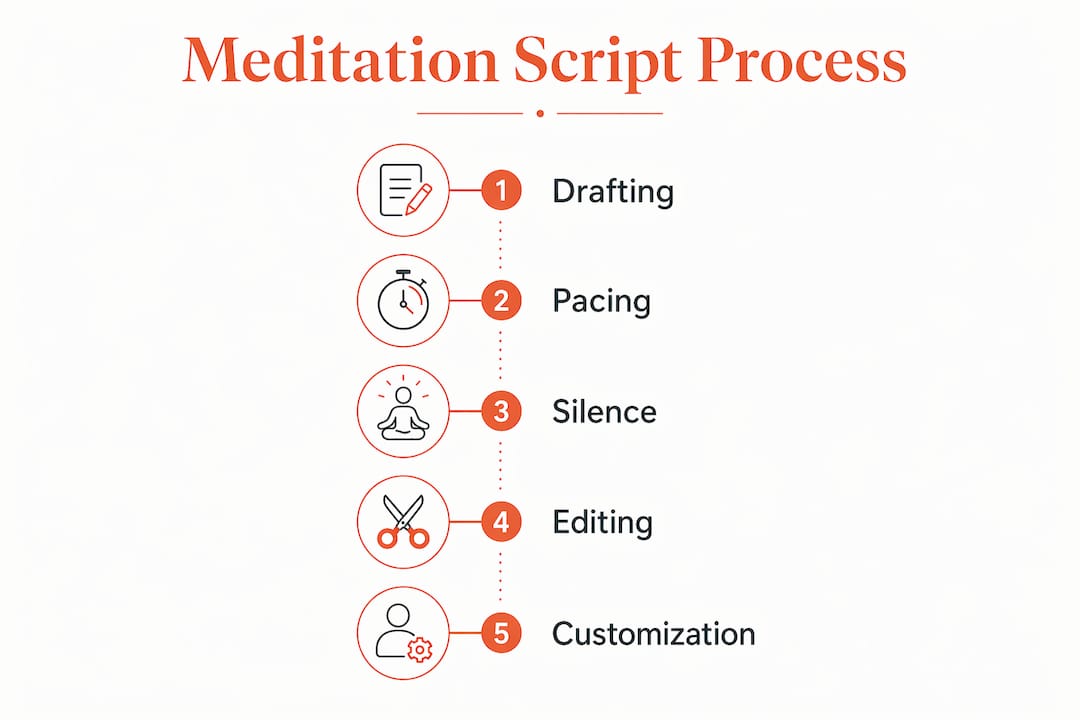 Infographic depicting five-step meditation script process