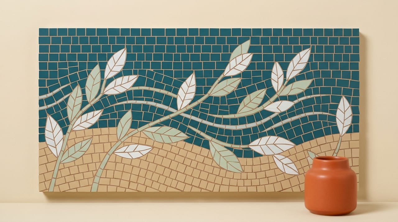 Mosaic of leaves symbolizing breath in meditation