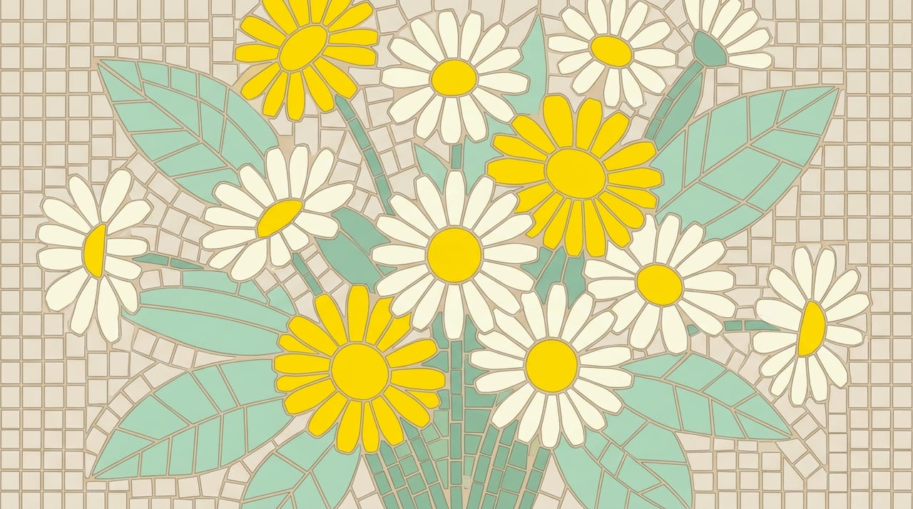 Mosaic lavender flowers symbolizing relaxation