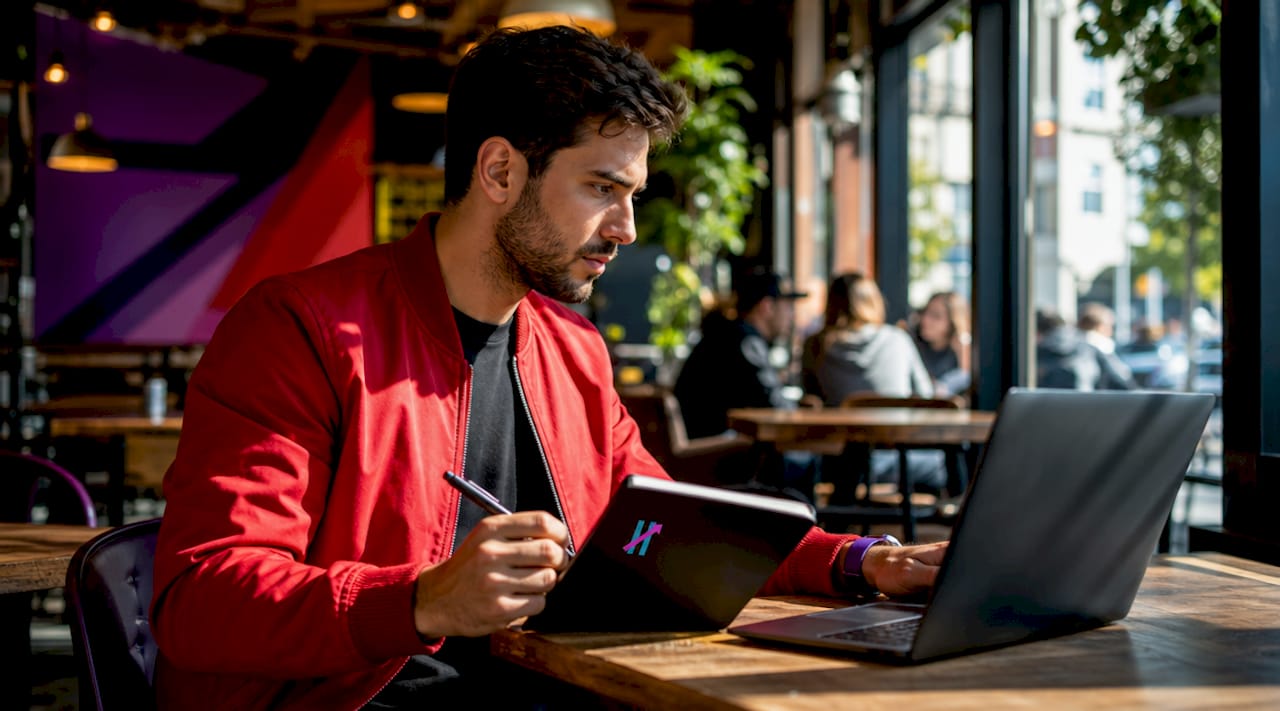 Trader examining multiple chart indicators in home office