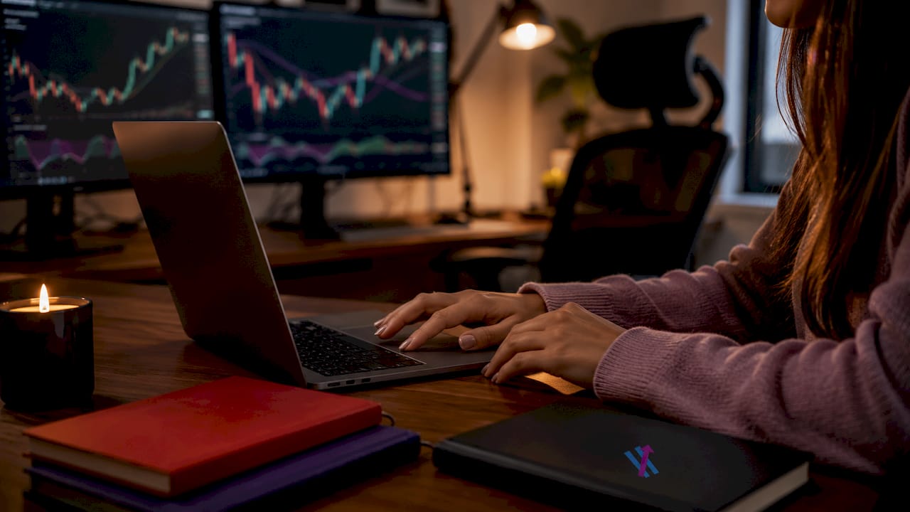 Trader adjusting indicator settings with hands close-up