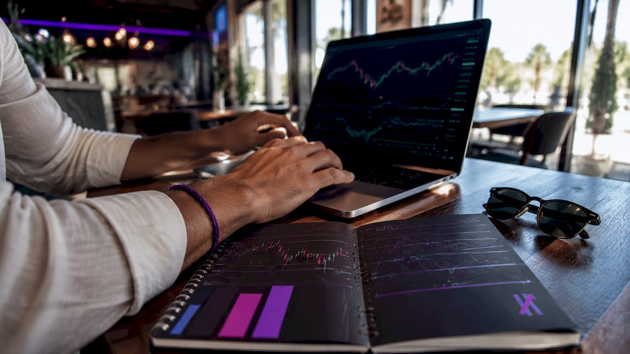 Trader’s hands using mouse for trade execution