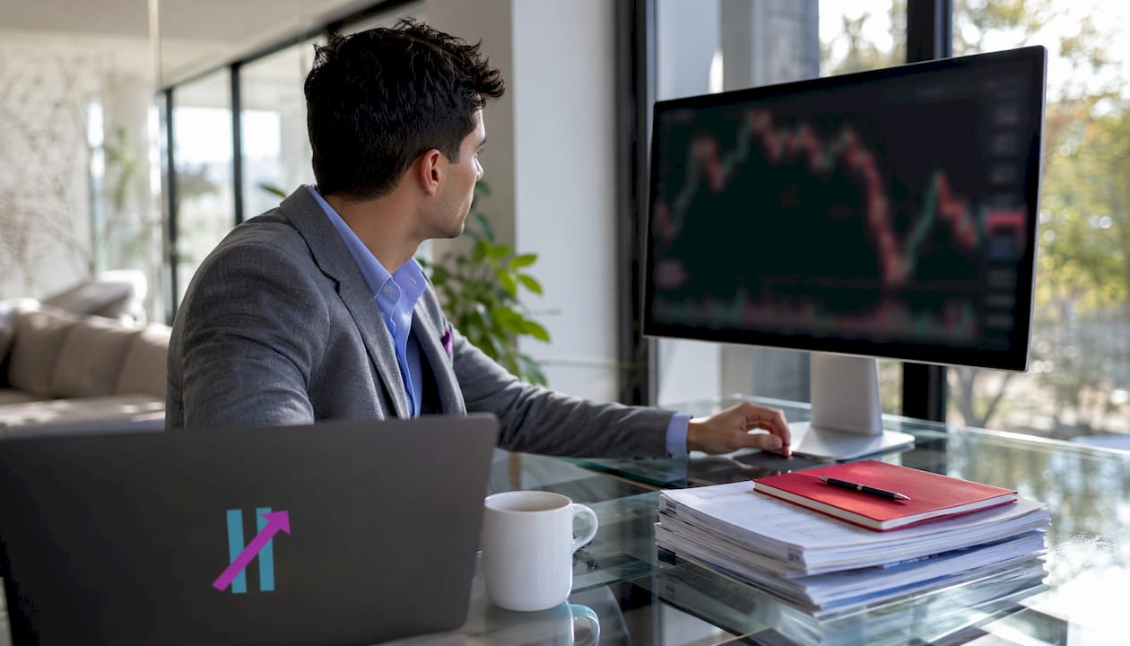 Trader adjusting stop loss on tablet