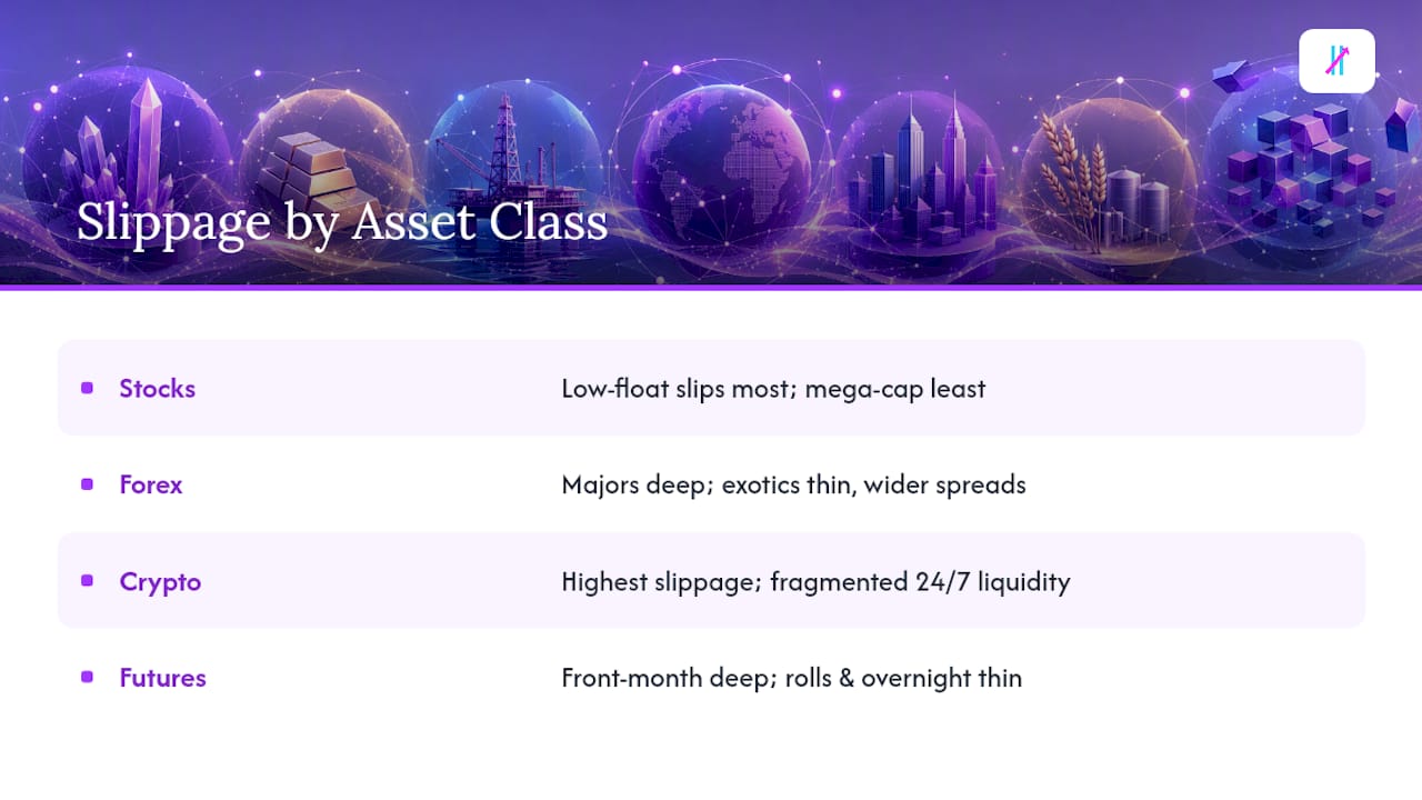 Comparison of slippage across asset classes