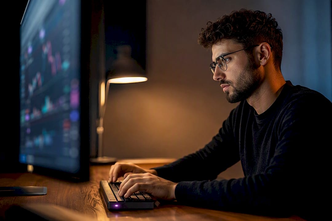 Engineer configuring a trading webhook alert
