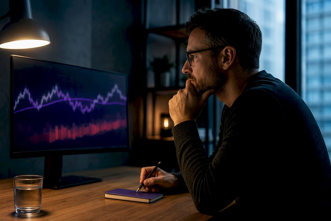 Analyst studying a mean reversion chart