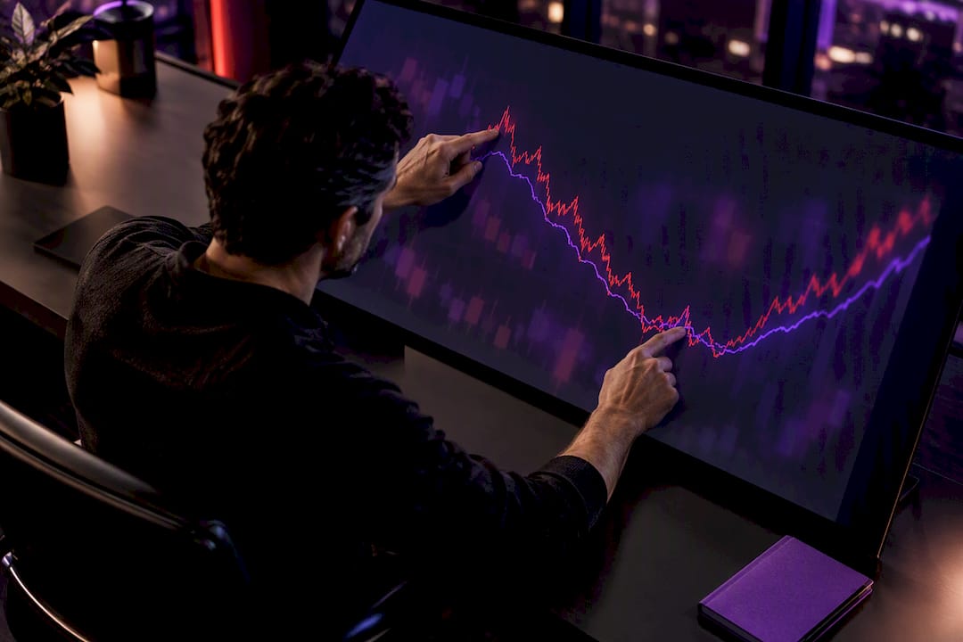 Analyst comparing raw and smoothed trading curves