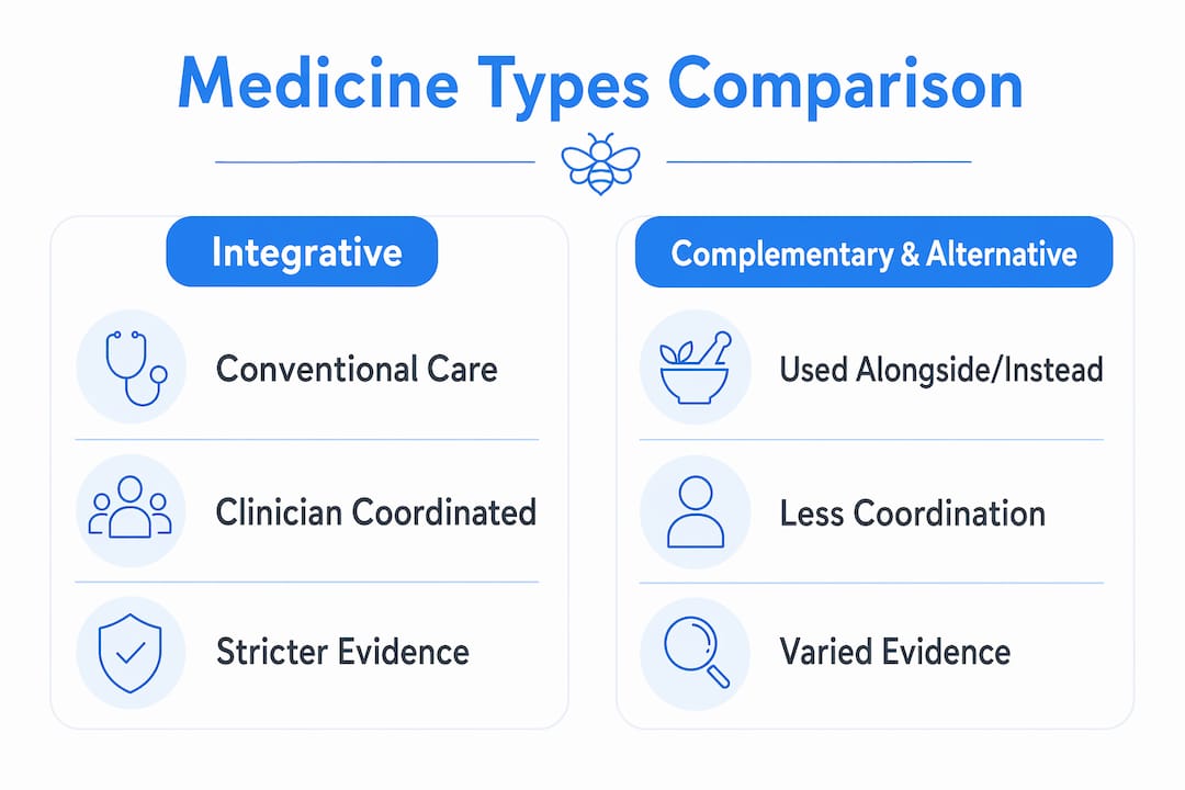Comparison infographic of integrative and complementary medicine