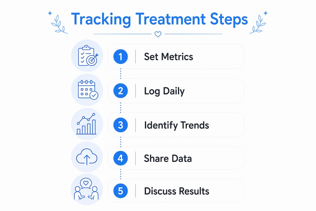 Infographic outlining chronic illness treatment tracking steps