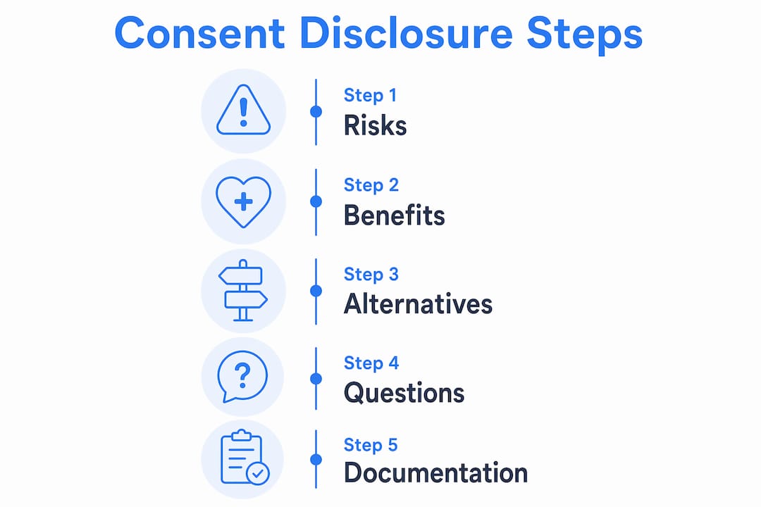 Infographic outlining key steps practitioners disclose during consent
