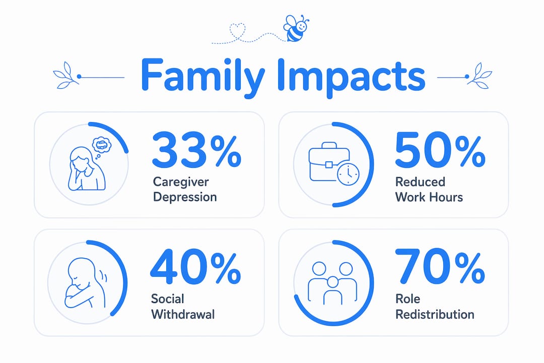 Infographic showing key family impacts of chronic illness