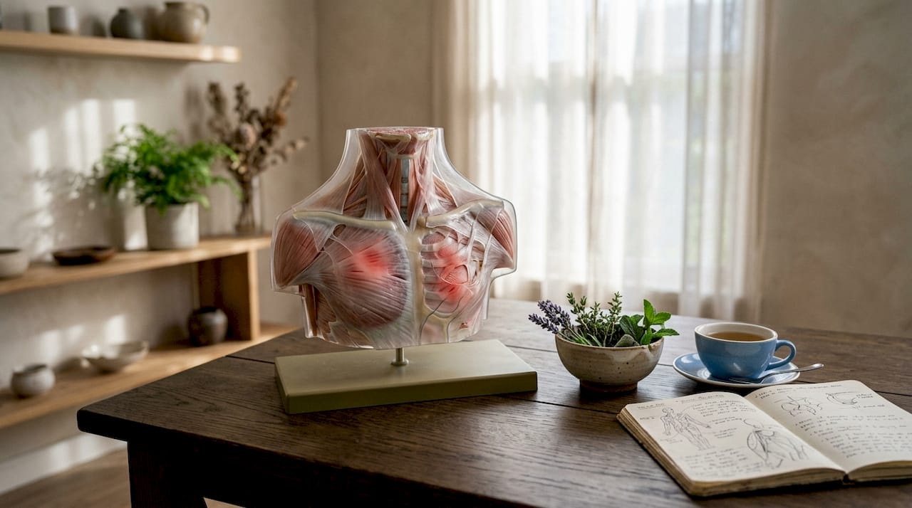 Model showing fascia inflammation and connective tissue anatomy