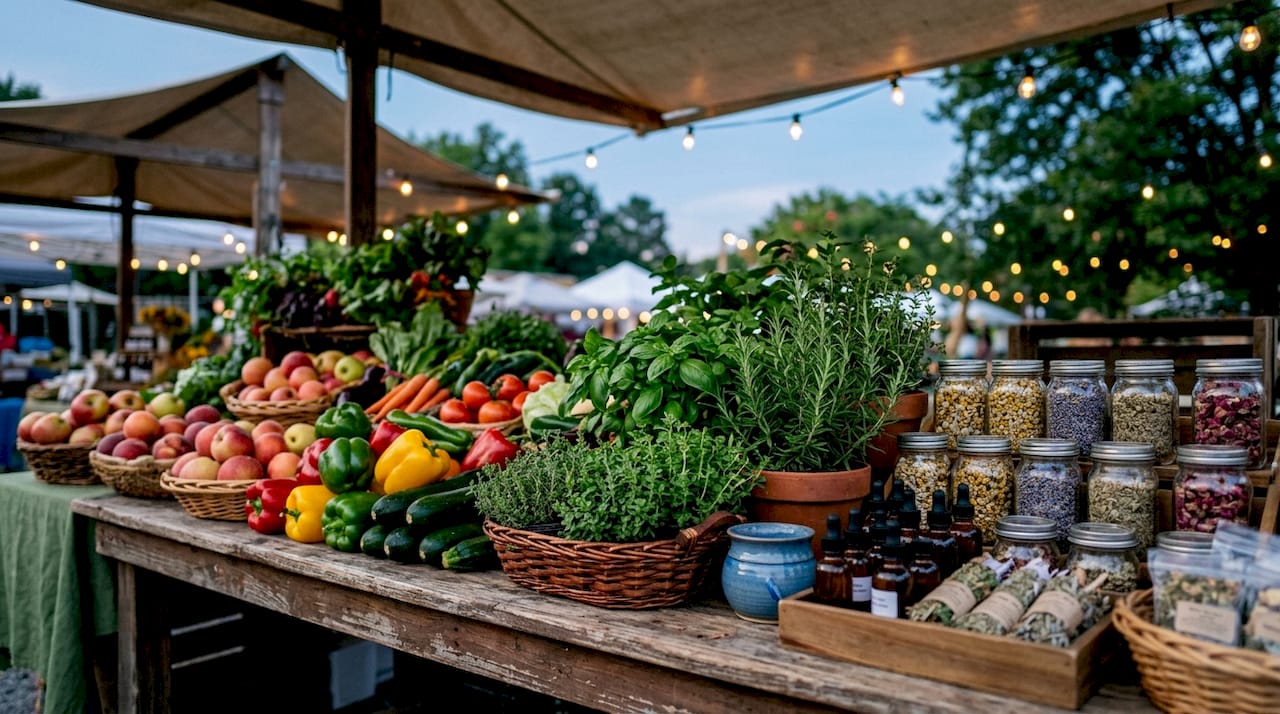 Natural supplements and fresh produce for detox